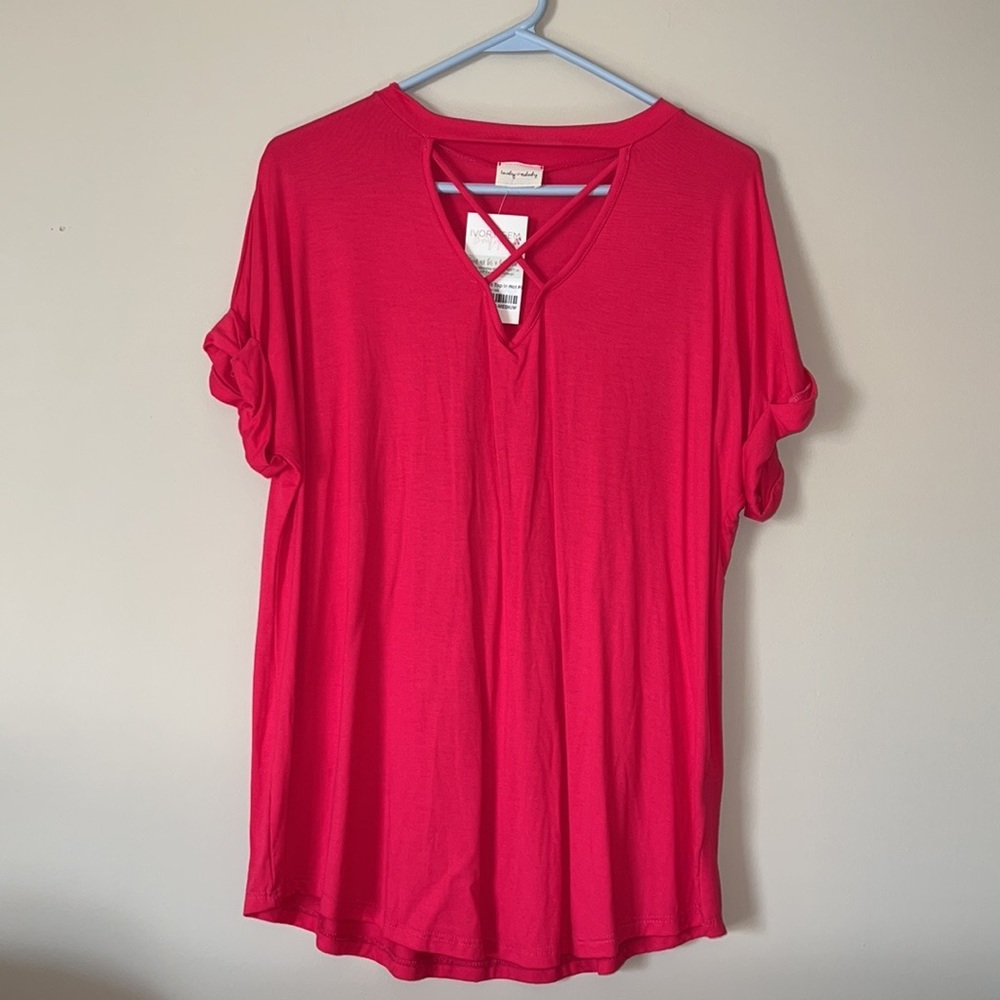 Lovely Melody Hot Pink Strappy Choker Tee Medium - Picture 2 of 6